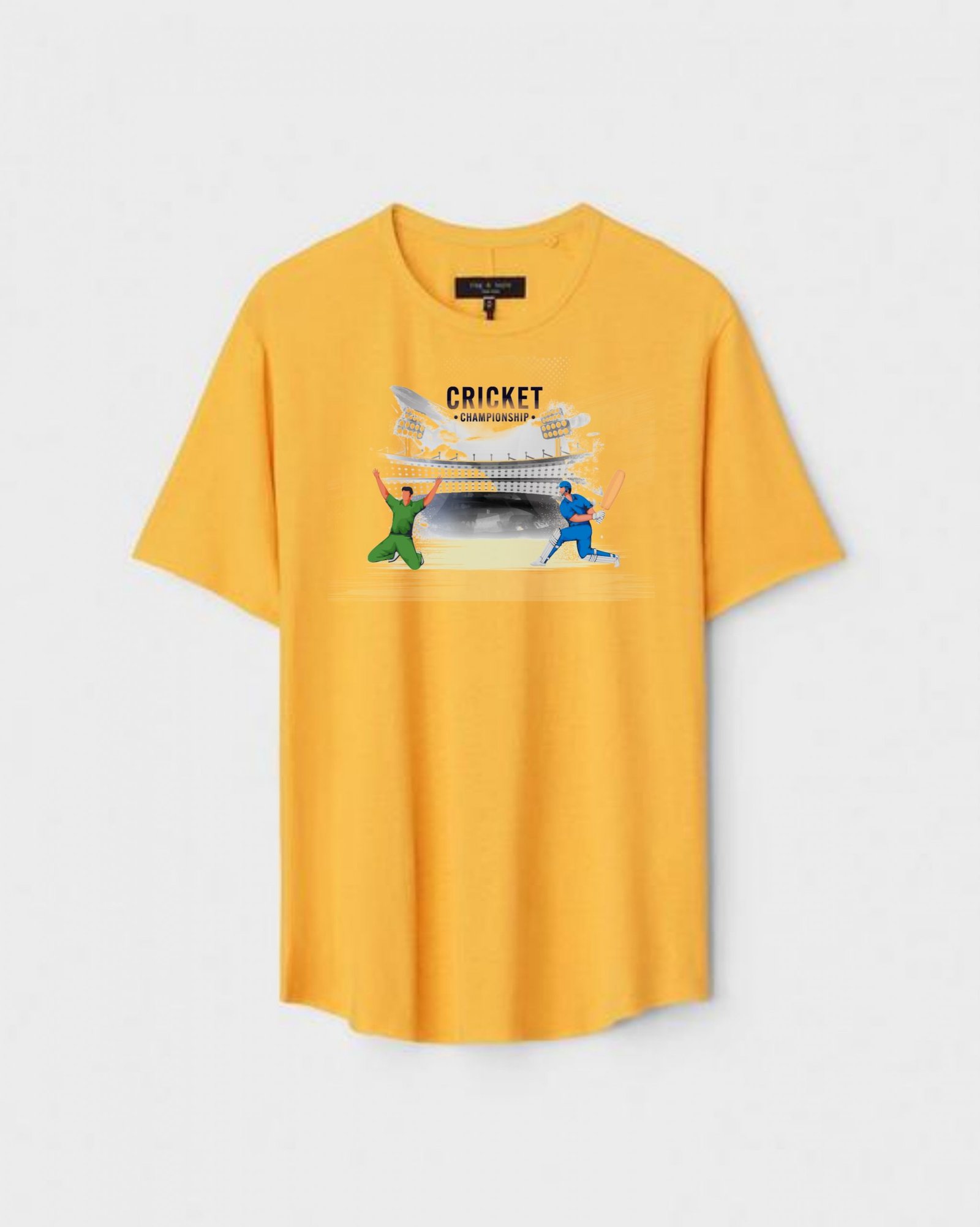YLW-CTN-R-006-scaled-1.jpg Yellow Unisex DOT KNIT Regular Fit Printed Round Neck T-Shirt - Image 1