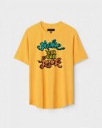 Yellow Unisex Cotton Regular Fit Printed Round Neck T-Shirt