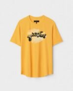 Yellow Unisex DOT KNIT Regular Fit Printed Round Neck T-Shirt