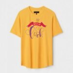 Yellow Unisex DOT KNIT Regular Fit Printed Round Neck T-Shirt