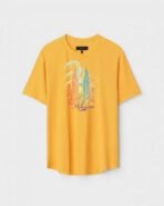 Yellow Unisex Polyster Regular Fit Printed Round Neck T-Shirt