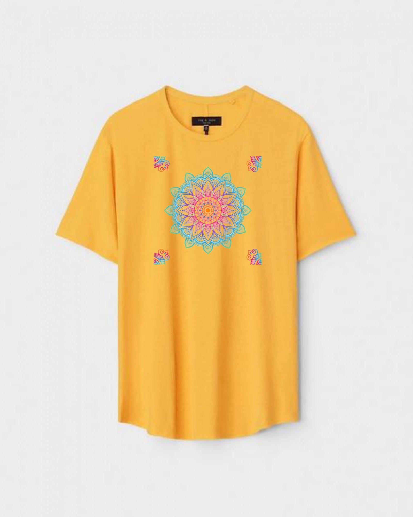 YLW-CTN-S-004-scaled-1.jpg Yellow Unisex Cotton Regular Fit Printed Round Neck T-Shirt - Image 1