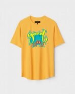 Yellow Unisex Cotton Regular Fit Printed Round Neck T-Shirt
