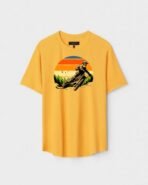 Yellow Unisex DOT KNIT Regular Fit Printed Round Neck T-Shirt