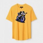 Yellow Unisex DOT KNIT Regular Fit Printed Round Neck T-Shirt