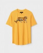 Yellow Unisex DOT KNIT Regular Fit Printed Round Neck T-Shirt