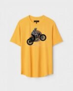 Yellow Unisex Cotton Regular Fit Printed Round Neck T-Shirt