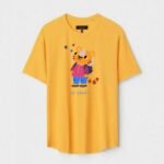 Yellow Unisex DOT KNIT Regular Fit Printed Round Neck T-Shirt
