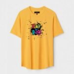 Yellow Unisex DOT KNIT Regular Fit Printed Round Neck T-Shirt
