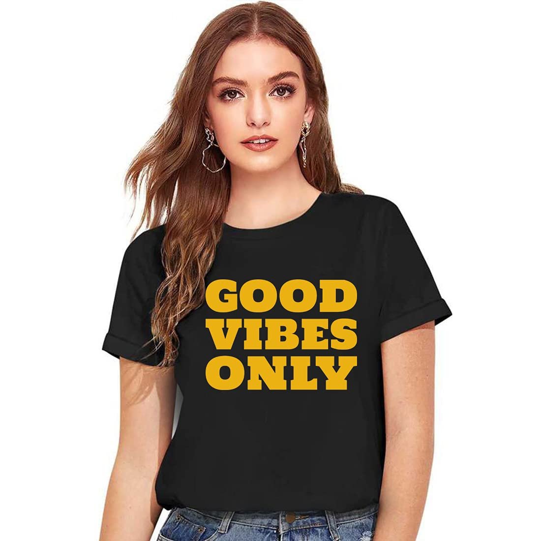 img-11-1.jpg Cotton Regular Fit Printed Round Neck T-Shirt For Women - Image 1