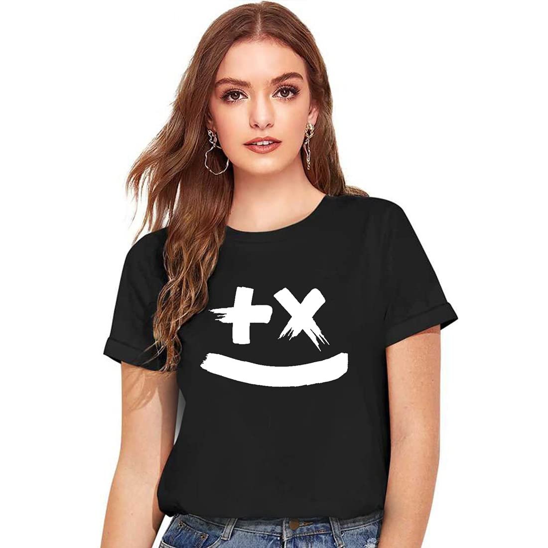 img-17-1.jpg Cotton Regular Fit Printed Round Neck T-Shirt For Women - Image 1