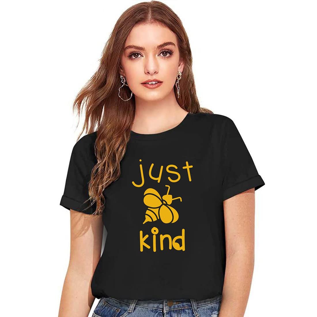 img-18-1.jpg Cotton Regular Fit Printed Round Neck T-Shirt For Women - Image 1