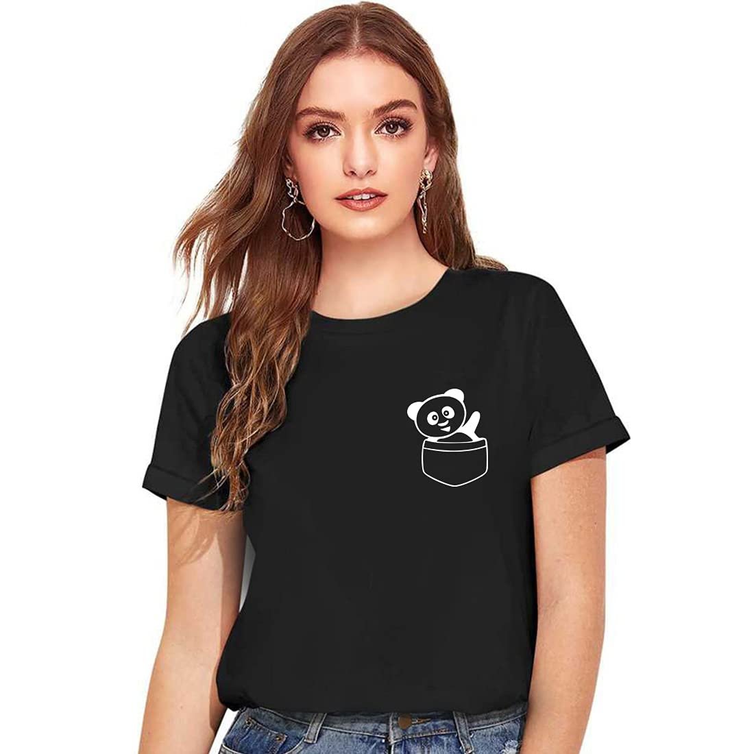 img-8-1.jpg Cotton Regular Fit Printed Round Neck T-Shirt For Women - Image 1