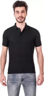 One-H Men's Polo Neck Short Sleeve Casual Tshirt Black color (Pack of 1)