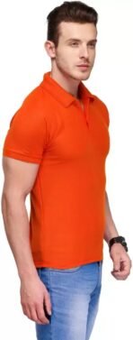 One-H Men's Polo Neck Short Sleeve Casual Tshirt Combo of Red, Orange, Grey colors (Pack of 3) - Image 3