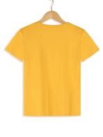 Yellow Unisex DOT KNIT Regular Fit Printed Round Neck T-Shirt - Image 2